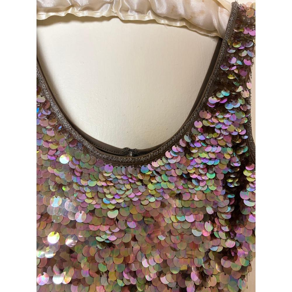 Nikibiki Womens Large Iridescent Sequin Mini Dress‎ Brown Party Cocktail - Picture 4 of 5